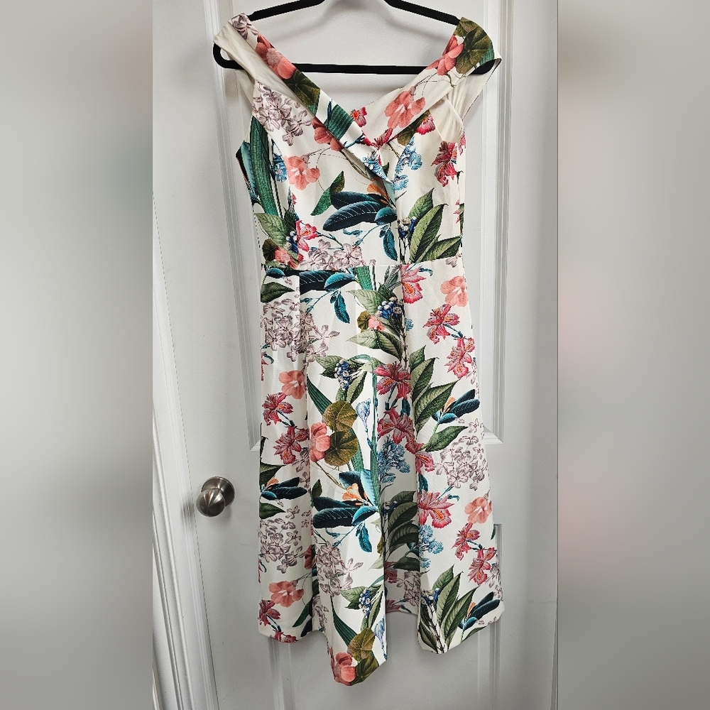 Tropical Floral Off-Shoulder Dress